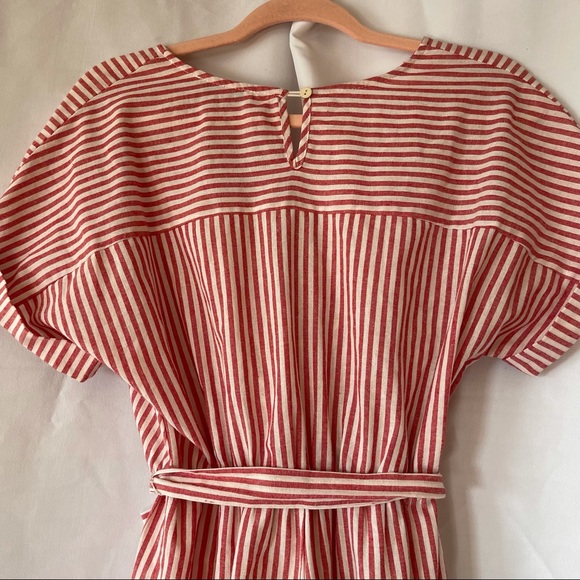 Pink Thread Red and White Stripe Cross Front Short Sleeve Jumpsuit - Picture 8 of 13